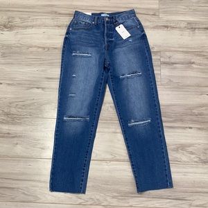 Blue Ripped Mom Jeans - Forever 21